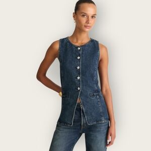 MADEWELL Denim Crewneck Cutaway Vest In Greendale Wash Size 12